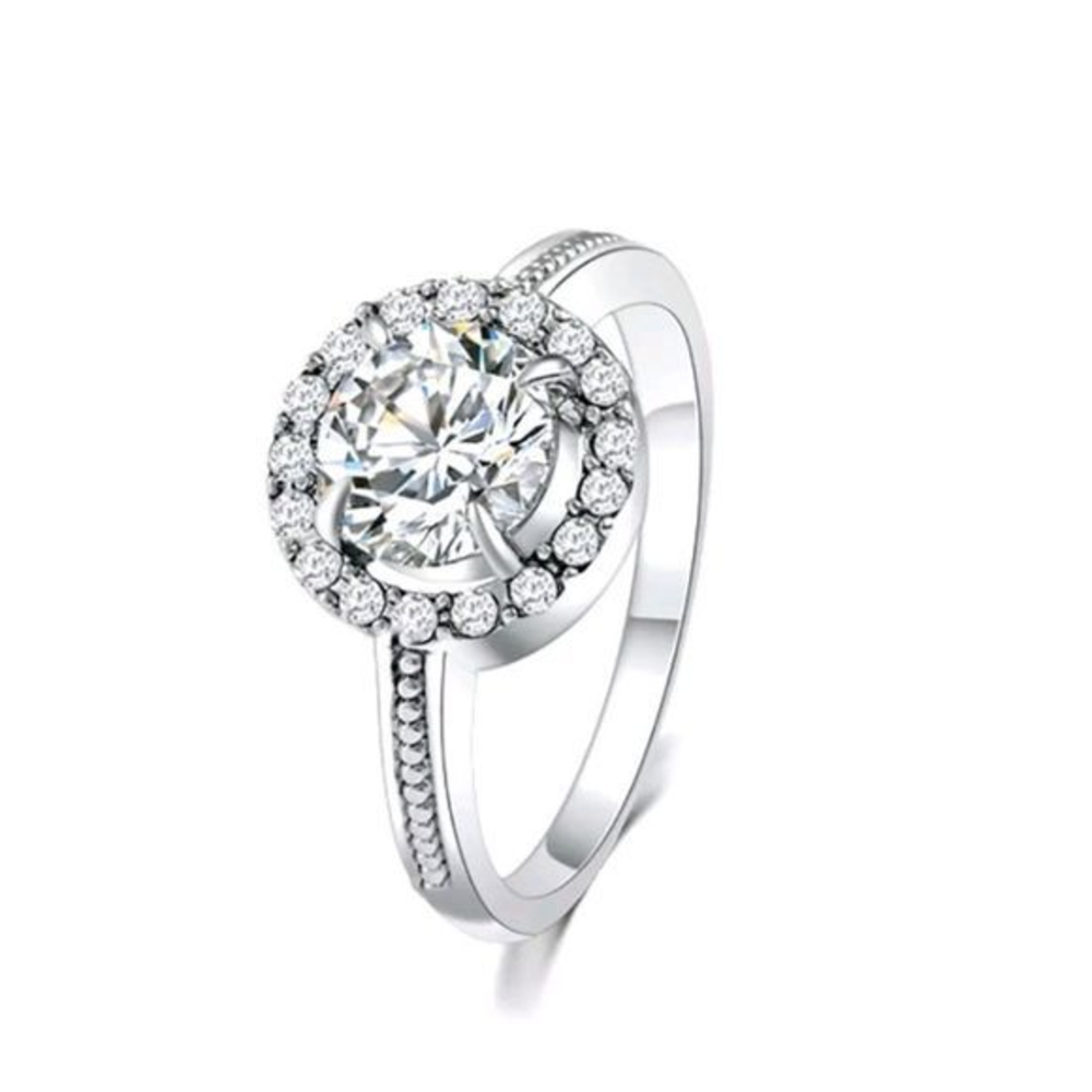 Silver‎ Plated Cubic Zirconia Ring Size 6